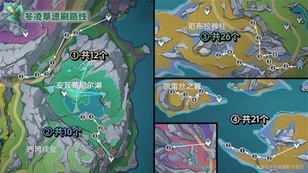 原神速刷冬凌草/松珀香路线地图